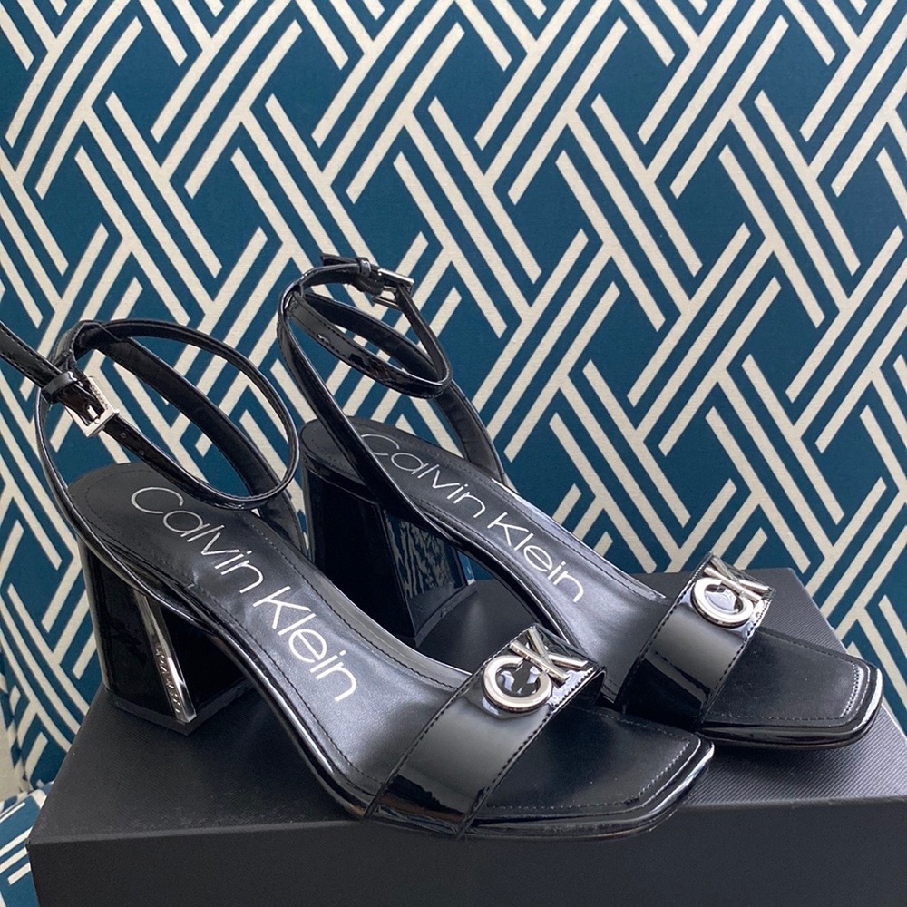 Calvin Klein Patent Leather Chunky Heels